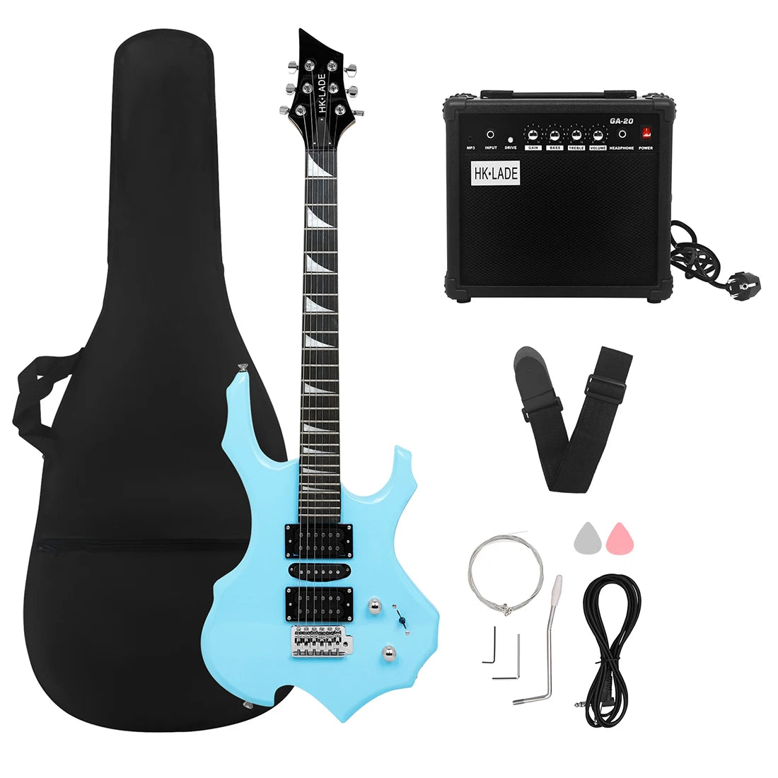 HK.LADE R-260 Chitarra elettrica a 6 corde 24 tasti Chitarra elettrica con corpo in acero Guitarra con borsa Amp Parti e accessori per chitarra