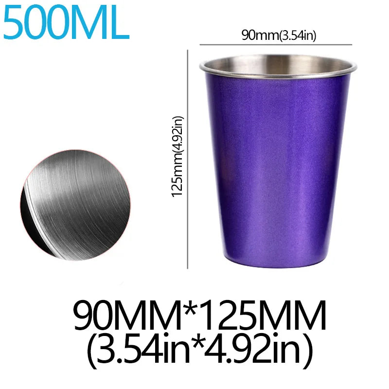 350/500ml Tazze in acciaio inossidabile Ufficio domestico Bar Cucina Bevande Bicchiere da caffè Tè Bere Boccale di birra Tazza da viaggio in metallo