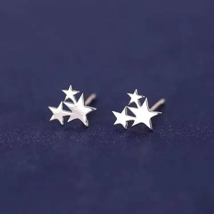 REETI 925 Timbro Argento Colore Stella Orecchini con perno Donne Ragazza Regalo Carino Banchetto Asimmetria Gioielli Dropshipping All'ingrosso