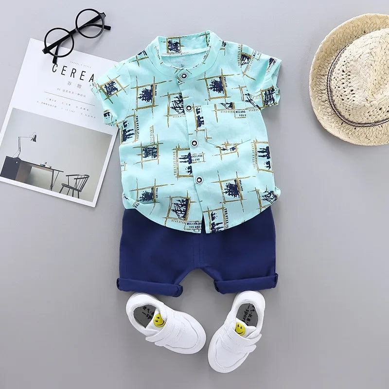 Vestito da neonato di moda vestiti Casual estivi Set Top Shorts 2 pezzi Set di abbigliamento per bambini per ragazzi abiti per neonati vestiti per bambini