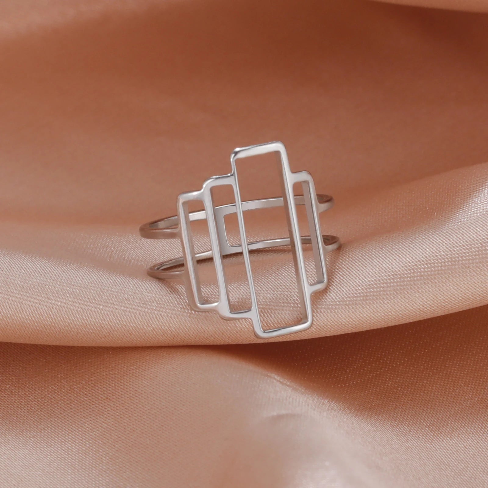 Skyrim Anello da donna in acciaio inossidabile Semplice cuore Farfalla Fasi lunari Anelli da dito geometrici Regalo di nozze per l'amante Commercio all'ingrosso