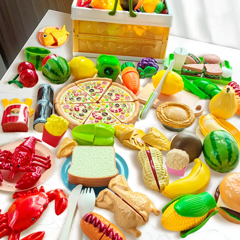 Set di giocattoli da cucina per bambini Pentole Giocattoli da cucina Frutta simulata Giocattoli da taglio Accessori da cucina per bambini Ragazze Regalo di Natale