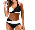 Costume da bagno bikini a vita alta da donna, due pezzi stampato, con pantaloncini, novità di tendenza per la stagione