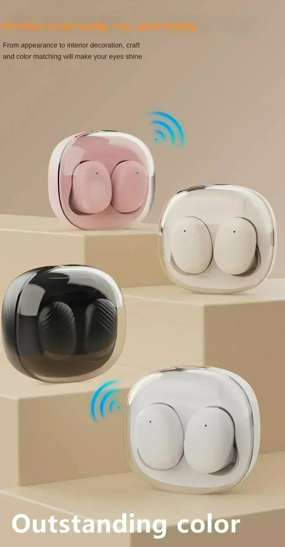Auricolari Bluetooth TWS, cuffie wireless con cancellazione del rumore e microfono, compatibili con smartphone.