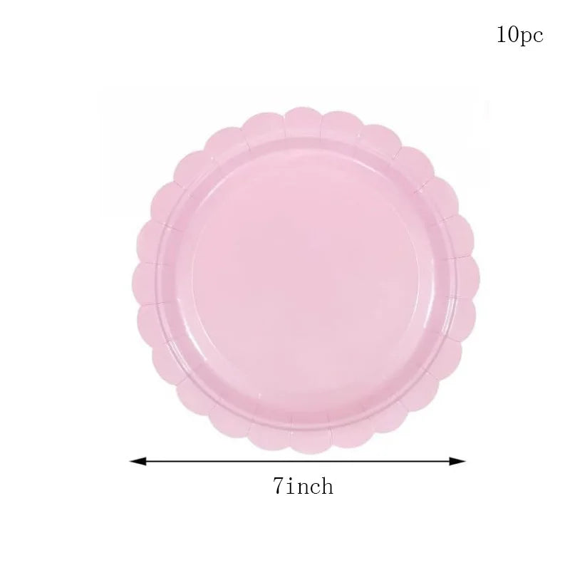 Piatti per feste usa e getta a forma di petalo viola chiaro blu da 7/9 pollici Ragazze Rosa Decorazione di compleanno per matrimoni Forniture per feste per baby shower