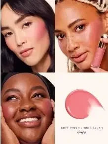 Set di blush Rare Beauty: Blush liquido effetto purè di patate, Blush in polvere che esalta il colore della pelle, con texture fine, facile da applicare e sfumare.