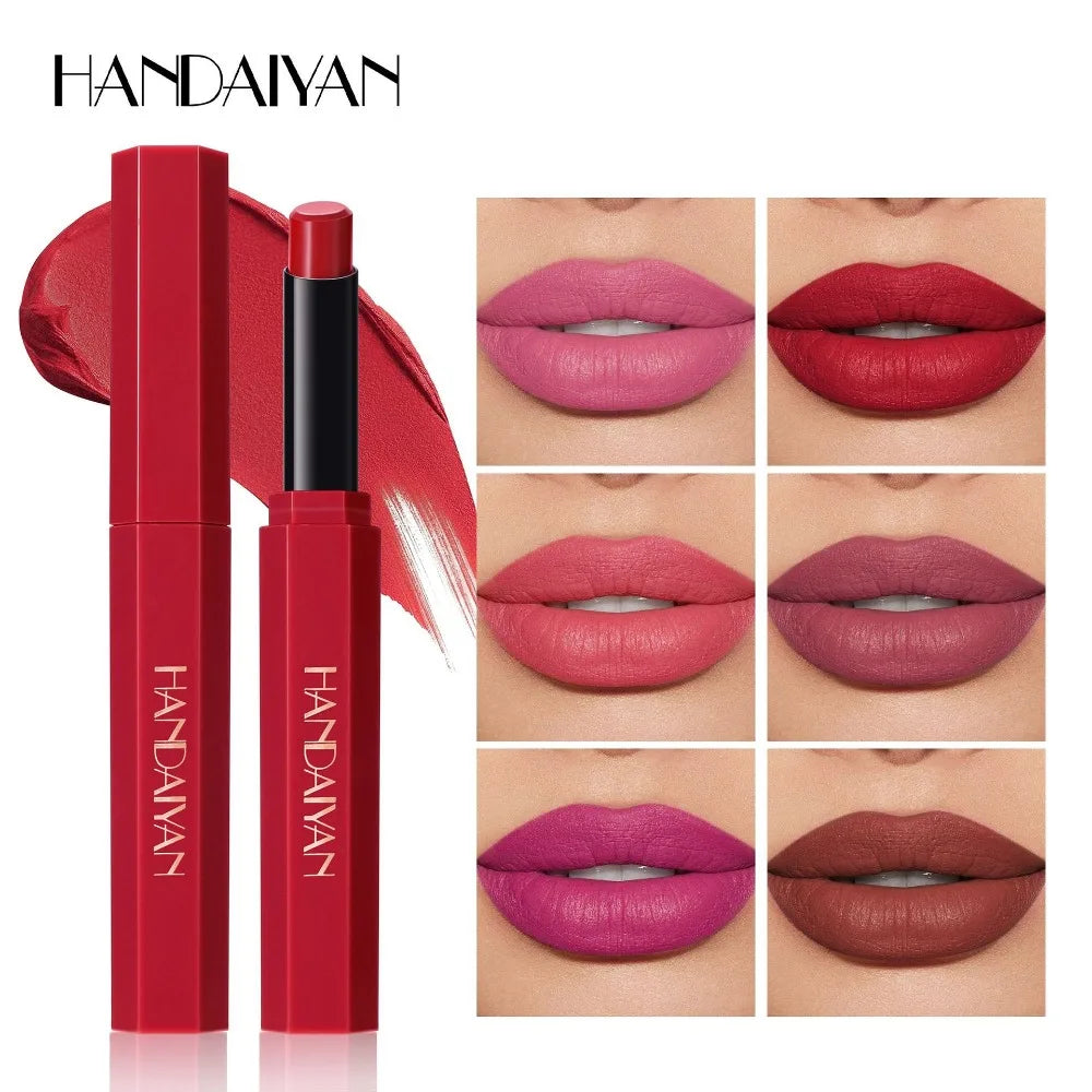 6 Colors Matte Lipstick Long-Lasting Non-Stick Cup Waterproof Nude Deep Red Lipstick Sexy Red Velvet Lip Gloss Women Makeup