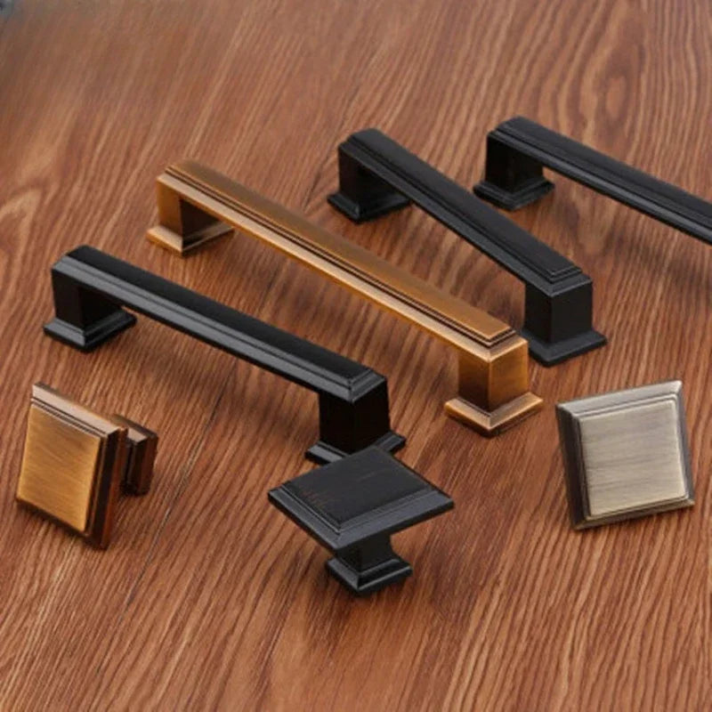 Maniglia per porta solida spessa in lega di zinco stile americano Maniglia per cassetto Maniglia per armadio in oro nero Maniglia per comodino Maniglia per armadio
