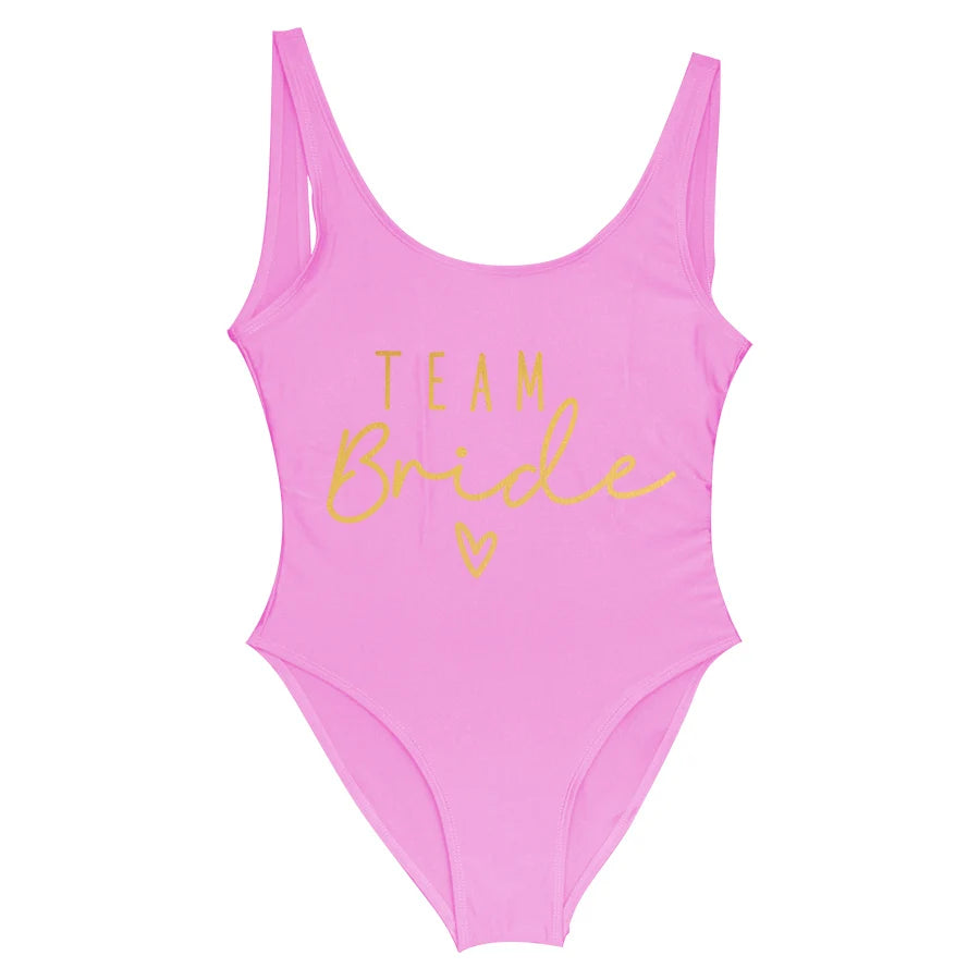 S-3XL Verde Stampa Team Sposa Costume intero Squad Donna Costumi da bagno Addio al nubilato Costume da bagno estivo Beatchwear Costume da bagno