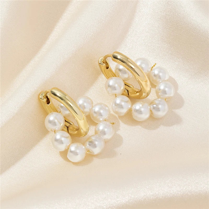 2024 Orecchini a cerchio a cerchio con perle di nappa di dichiarazione di moda bohémien per le donne Ragazze eleganti gioielli da sposa regalo