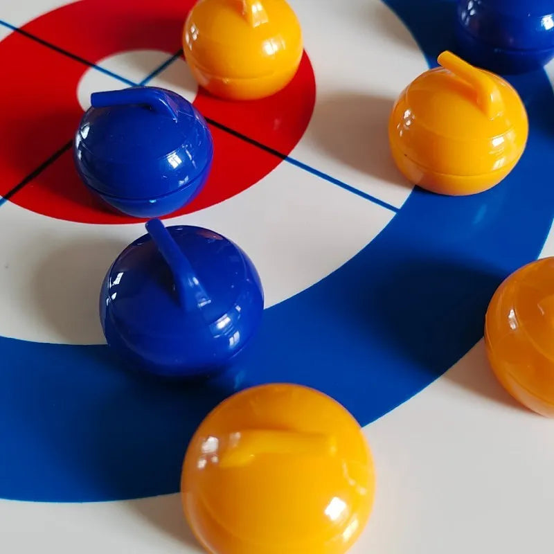 Giochi di curling da tavolo, intrattenimento per la famiglia, giochi da tavolo per riunioni di famiglia, 8 palline per set, struttura in plastica, bianco/rosso/giallo/blu
