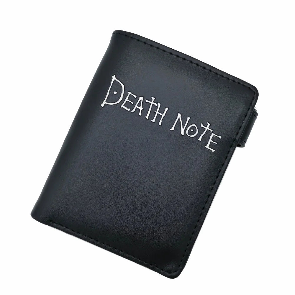 Death Note Anime Portafoglio corto in pelle PU nera Porta carte e portamonete per regalo per ragazzi e ragazze