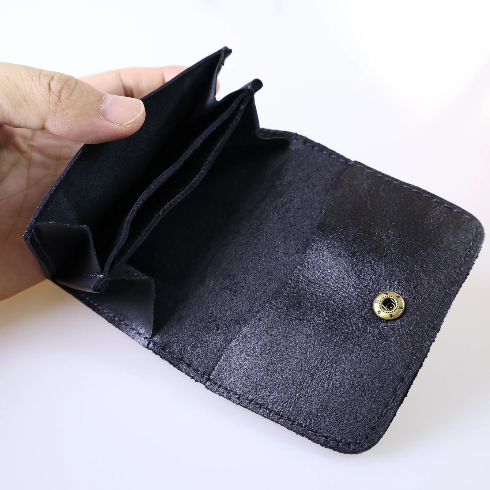Portafoglio in vera pelle di vacchetta per uomo donna Portafogli da uomo corti corti vintage fatti a mano Porta carte compatto Portamonete in pelle