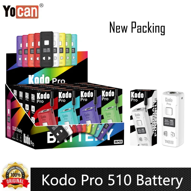 1-5pcs Originale Yocan Kodo Pro Batteria Vape Pen 400mAh 510 Filo 10s Preriscaldare Schermo OLED Sigaretta Elettronica Per 510 Cartuccia