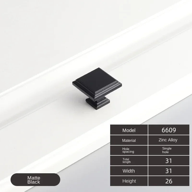 American Style Zinc Alloy Thick Solid Door Handle Drawer Pull Black Gold Wardrobe Cupboard Bedside Table Handle Cabinet Pulls