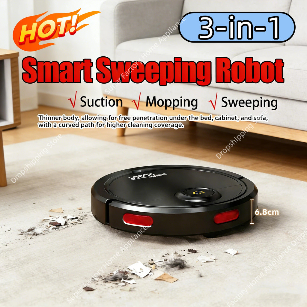 Robot Aspirapolvere Lavapavimenti 3-in-1 Completamente Automatico con Ricarica USB, Intelligente per Cucina e Casa - Novità 2026