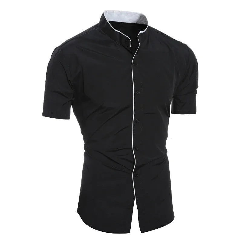 Nuova camicia a maniche corte da pendolarismo casual in tinta unita da uomo