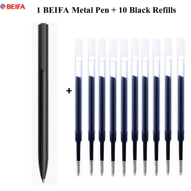 BEIFA Metal Gel Ink Sign Pen Rotating 0.5MM Black Switzerland Refill Business Signing School Office Stationery