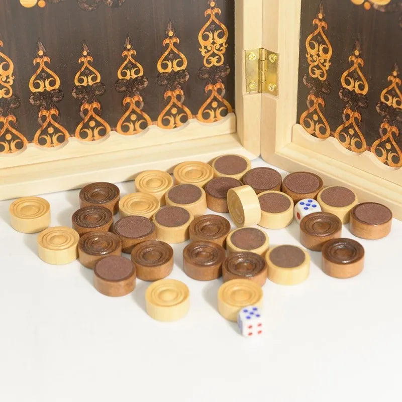 Gioco di scacchi da tavolo Set di scacchi pieghevoli in legno Set di scacchi squisito Set di giochi di scacchi e dama