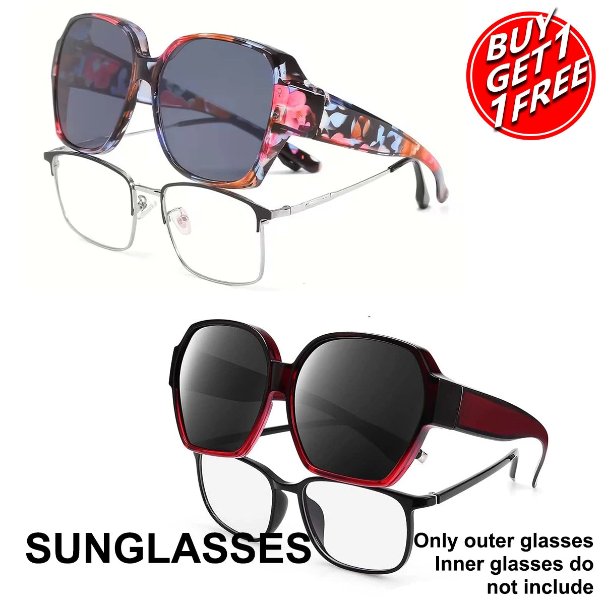 1/2/3PC Sunglasses Fit Over Glasses Polarized for Men Women, Wrap-Around Glasses UV400 Protection for Driving and Outdoor T01