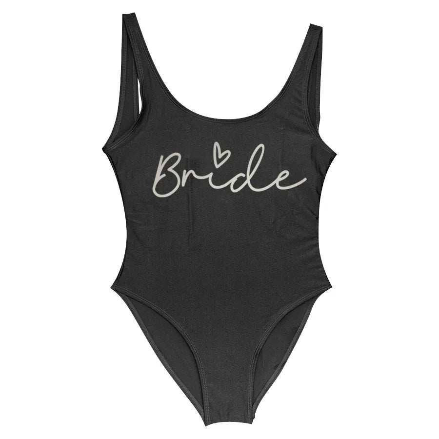 Costume da Bagno Intero Bianco S-3XL per Addio al Nubilato, Costume da Bagno da Donna per Festa Nuziale, Abbigliamento da Spiaggia e Piscina