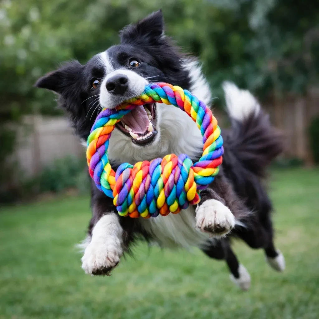 1pc Large Breed Knot Dog Toy-Multicolor, Tough Chew Toy for Aggressive Chewers, Heavy Duty Dental Floss Toy Kit Anti-Chew Design