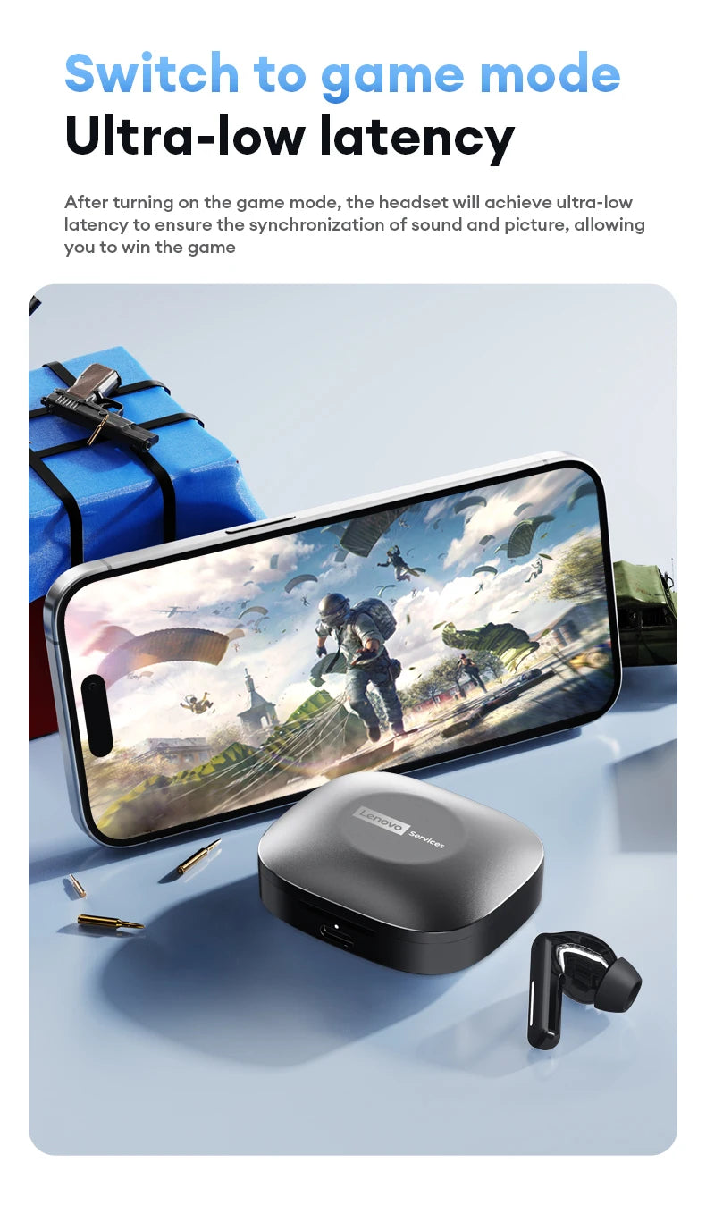 Nuovo Lenovo LE209 Aggiornamento Wireless Bluetooth 6.0 Auricolare con cancellazione del rumore Cuffie sportive 30H Batteria a lunga durata Cuffie con microfono