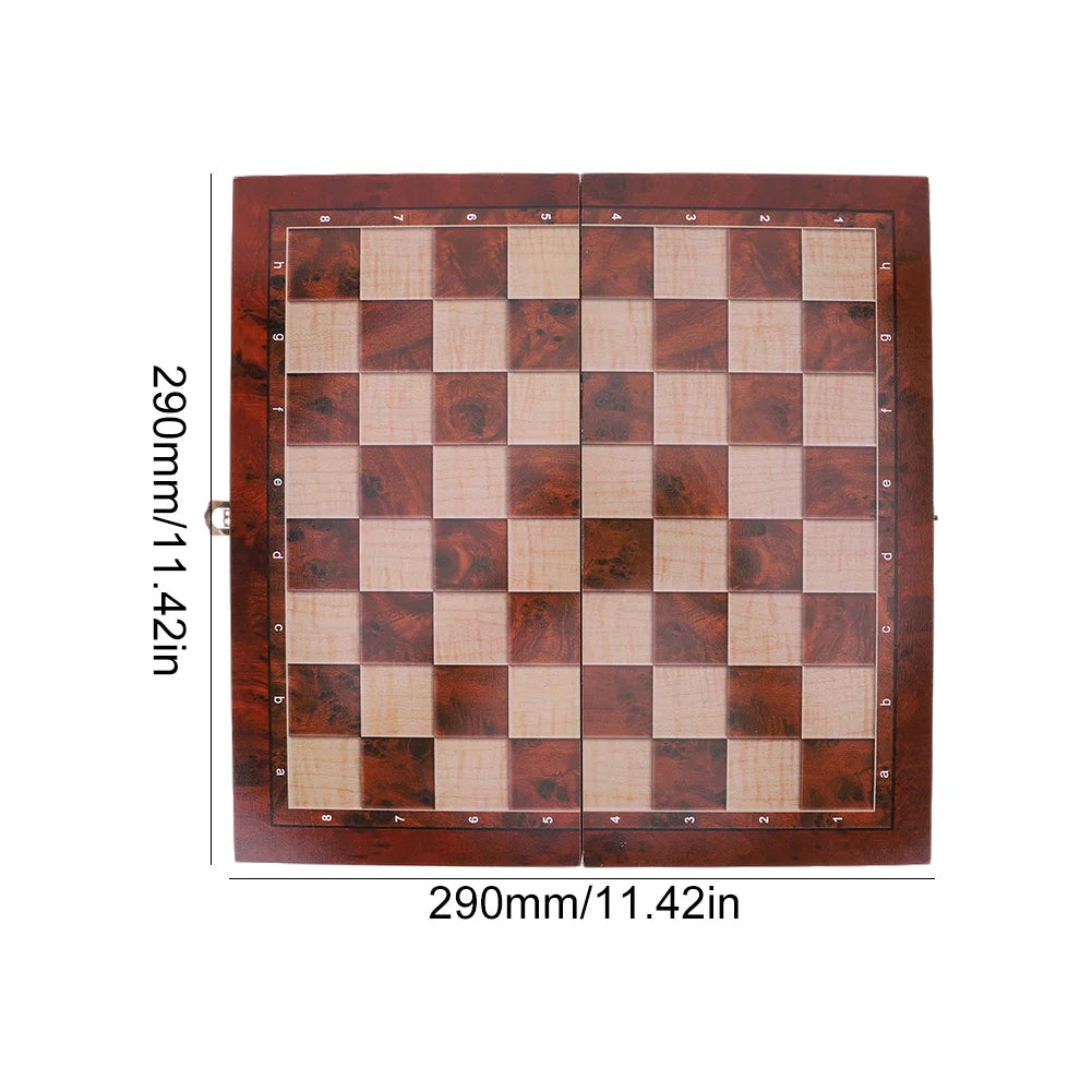 Scacchiera grande 29x29cm sviluppo di pensiero strategico 3 in 1 scacchi Backgammon scacchiera pieghevole per bambini adulti