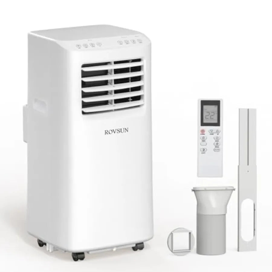 Condizionatore d'aria portatile per casa, ufficio, dormitorio, unità in plastica bianca con raffreddamento da 8000 BTU, telecomando, 3-in-1 AC/ventilatore/deumidificatore