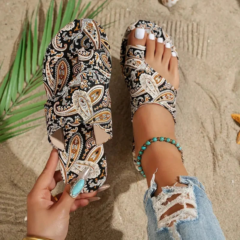 Ciabatte da Donna con Motivo Floreale Bohémien, Sandali Casual Leggeri, Infradito alla Moda, Ciabatte Comode per Casa, Disponibili in Taglie Grandi