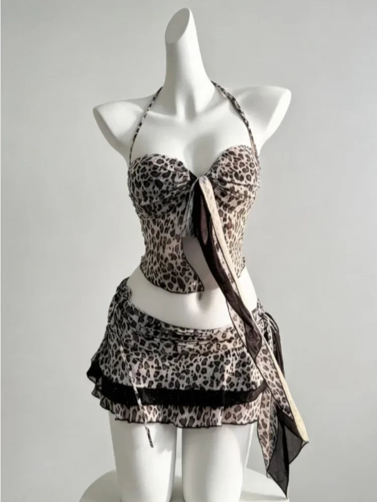 Set Bikini a 4 Pezzi con Vita Alta Fairy Sweet per Donne 2026 - Costume da Bagno Trendy Stampato Chic per Vacanze al Mare Festa Estiva alla Moda