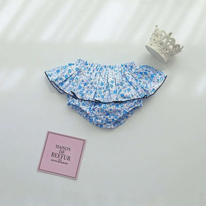 Pantaloncini con gonna tutù floreale per neonata infantile Pantaloncini estivi con elastico in vita per bambini con fiori per pantaloncini casual Vestiti per bambini
