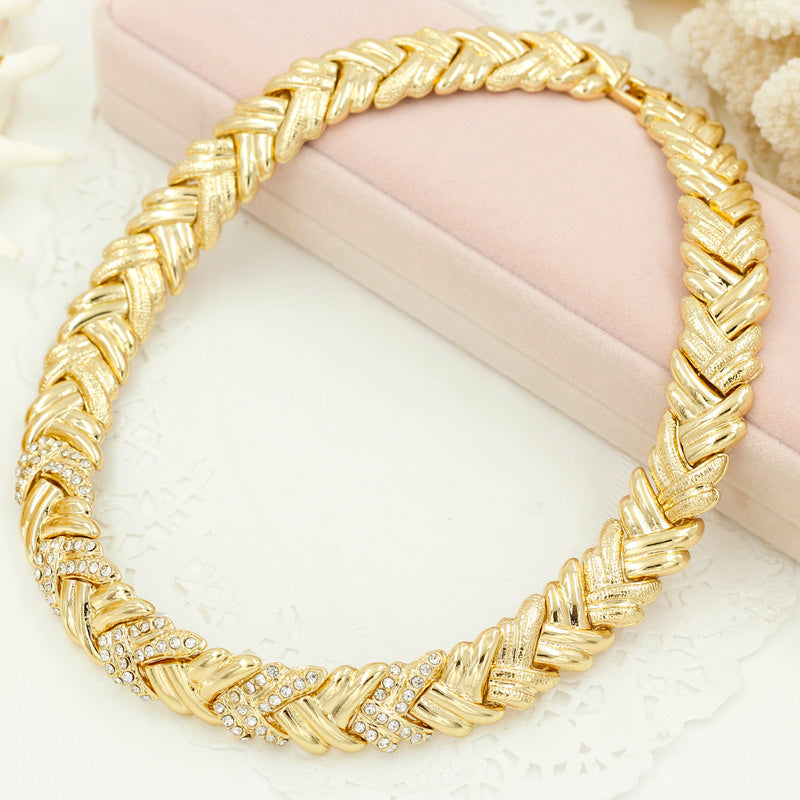 Fashion Bridal Dubai Gold Color Jewelry Sets for Women Costume Necklace Earrings Nigerian Wedding African Jewellery Set