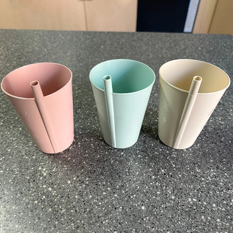 Bicchiere in plastica con cannuccia per bambini e adulti, bicchiere Sippy da 6 pezzi per uso quotidiano, senza BPA