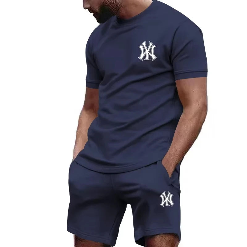 Nuovo set sportivo da uomo 2026 di tendenza: T-shirt a maniche corte e pantaloni per corsa e fitness, ideale per l'estate