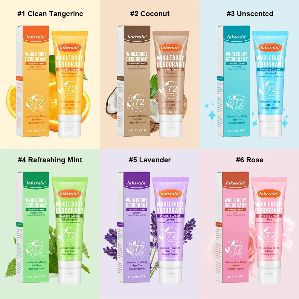 Whole Body Deodorant Deeply Improve Odor Refreshing Non-sticky Mild Formula Multiple Fragrances Creamy Texture Pre-Deodorant