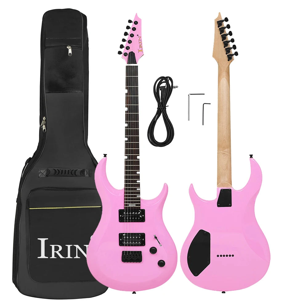 NUOVA chitarra elettrica IRIN 24 tasti 6 corde corpo Oguman manico in acero Guitarra elettrica colorata con cavo di collegamento chiave borsa