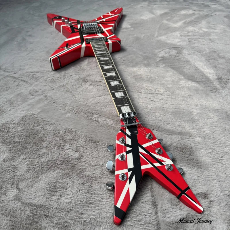 Chitarra Elettrica Big Fork con Finitura a Strisce |   Chitarra Professionale per Performance Heavy Metal