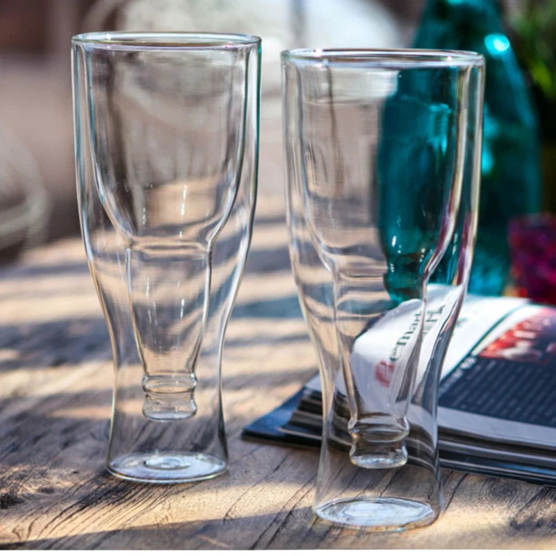 Boccale da birra in vetro creativo a doppio strato Caffè Latte Tazza d'acqua Succo di bevande Tazze Bicchiere da vino Bicchieri per la casa Accessori da bar