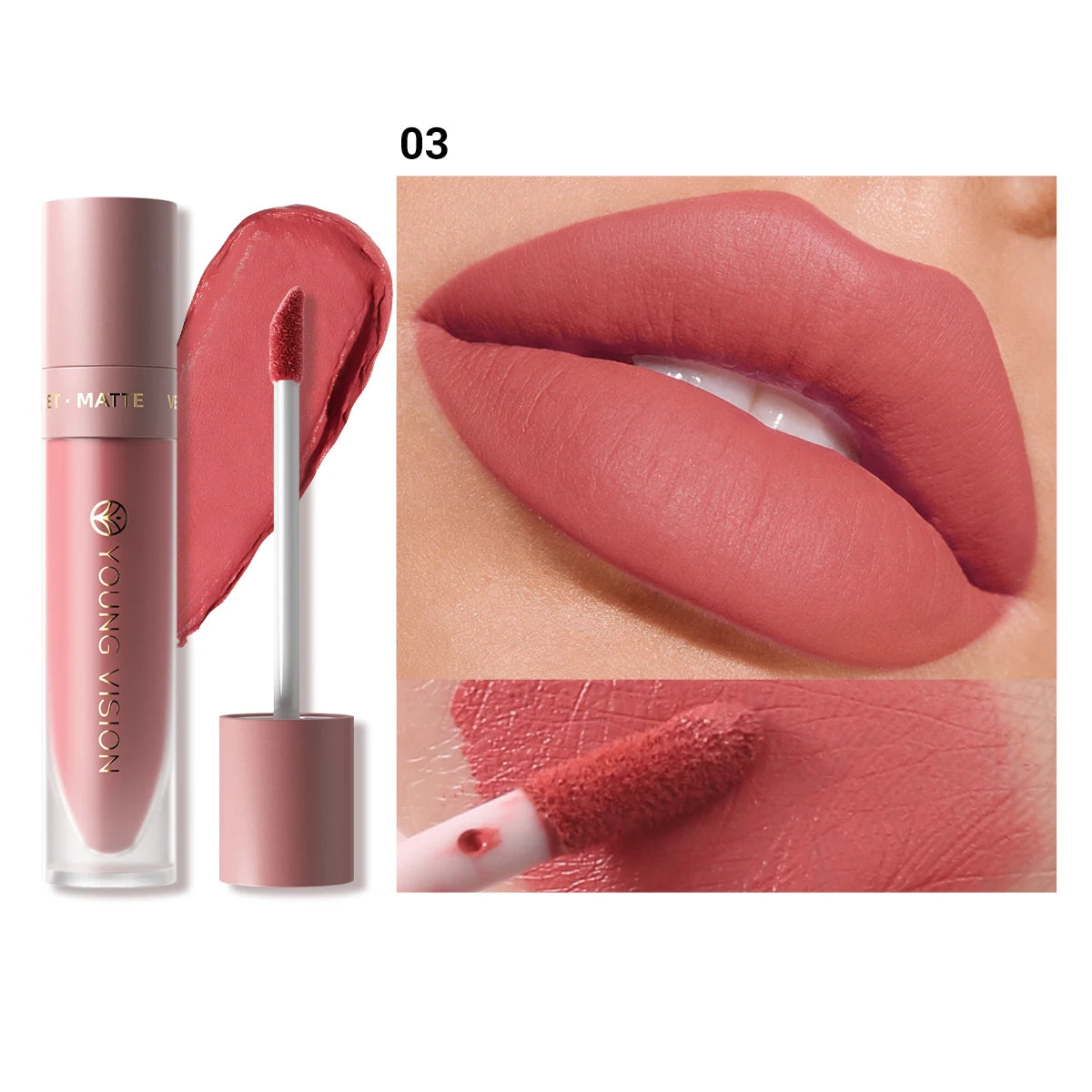 Velvet matte lip gloss matte velvet smooth easy dimensional plumping lipstick -to-apply square tube lip gloss waterproof three
