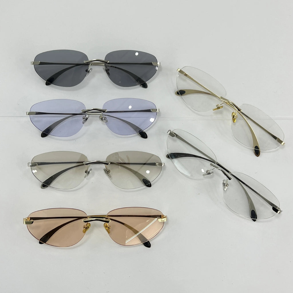 Occhiali da sole senza montatura Y2K da donna Occhiali da sole senza montatura di marca di lusso Futuro stili coreani Cat Eye Occhiali UV400 Occhiali alla moda
