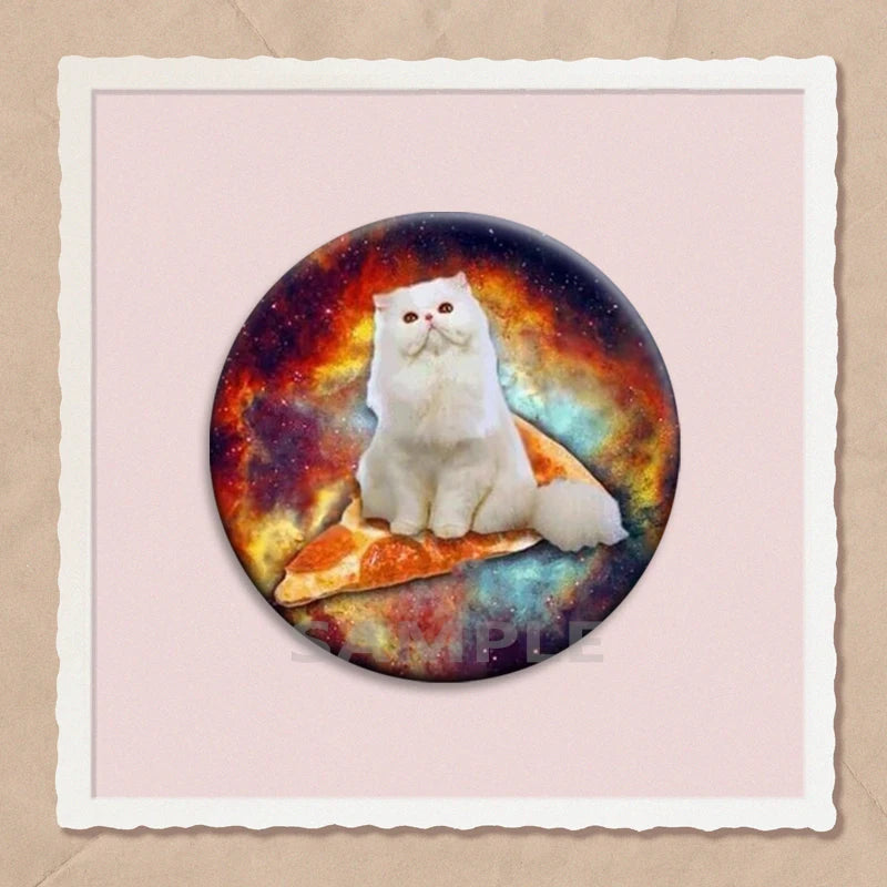Simpatico e divertente arcobaleno gatto alieno spille con bottoni zaino abbigliamento decorazione spilla cartone animato fantascienza distintivo gioielli regali per bambini