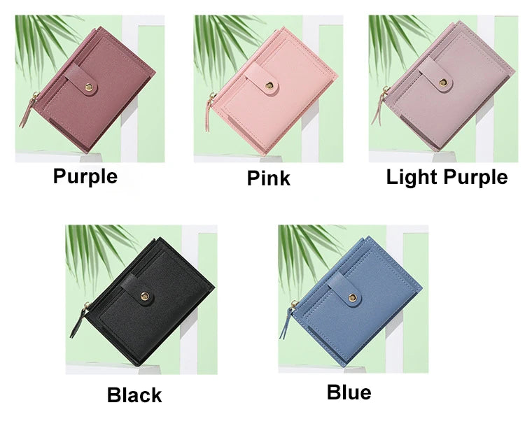 Portafogli da donna Borsa da donna in pelle PU Mini Hasp Porta carte multi-carta solida Portafogli corti Portafoglio piccolo sottile con cerniera Hasp