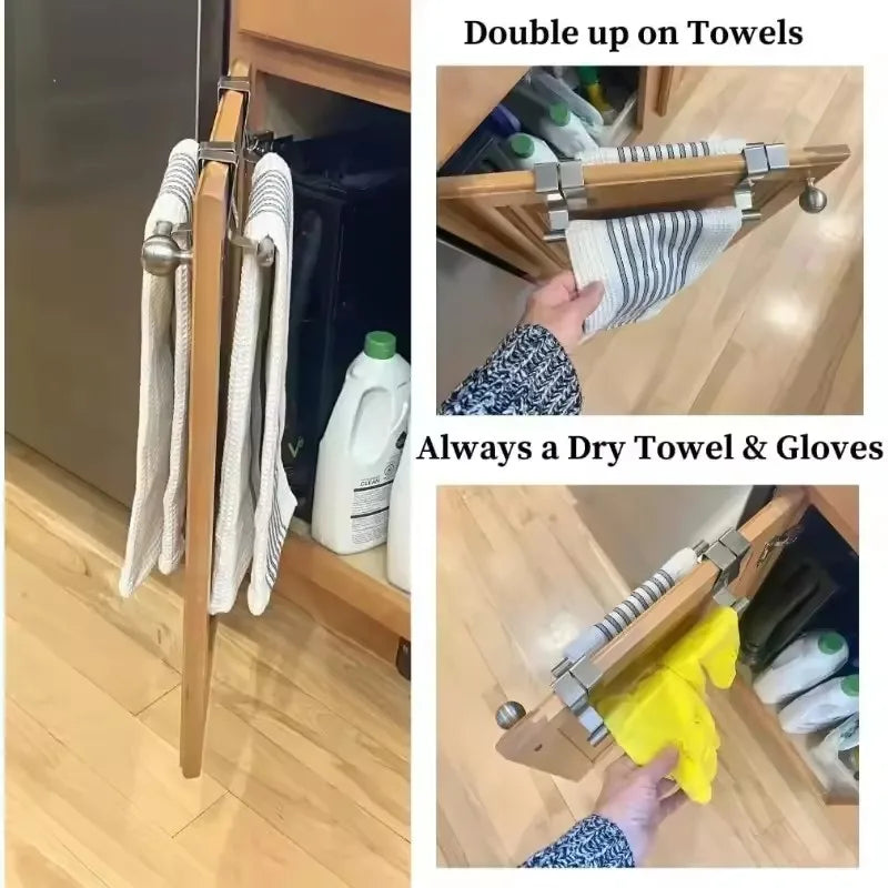 Portasciugamani sopra la porta Portasciugamani in acciaio inossidabile Organizzatore di stoccaggio Porta dell'armadio da cucina per bagno Portasciugamani sospeso