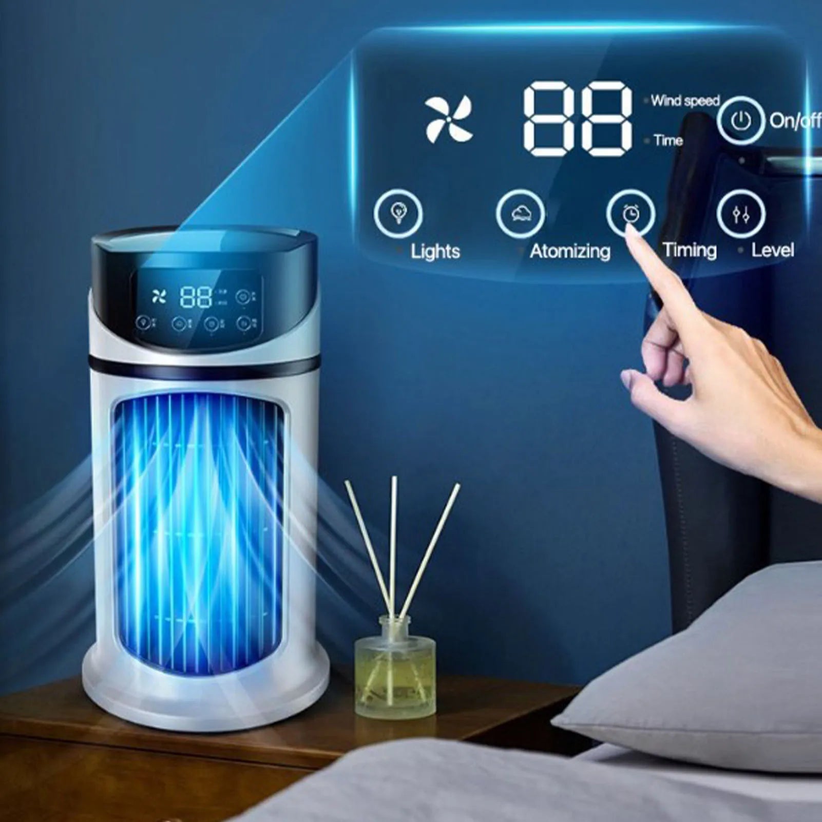 Balsamo portatile Mini condizionatore portatile Ventola di raffreddamento multifunzione mobile Ventola di raffreddamento ad acqua per ufficio domestico