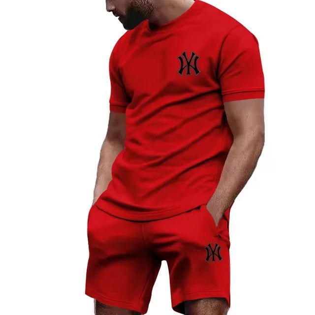 Nuovo set sportivo da uomo 2026 di tendenza: T-shirt a maniche corte e pantaloni per corsa e fitness, ideale per l'estate