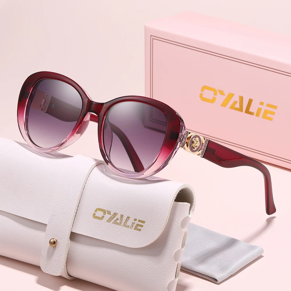 Oyalie Retro Multi-Color Large-Frame Sunglasses with Metal Accents, 5 Color Styles to Switch Between, Large Frame for Face Shaping, Sun Protection, Suitable for Vacation and Commuting