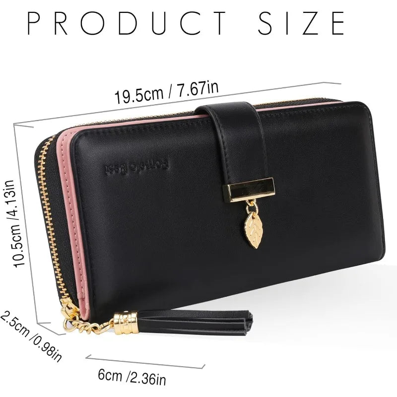 Pomelo Il miglior portafoglio da donna in tinta unita: cinturino da polso con pochette multi-carta in vera pelle con blocco RFID