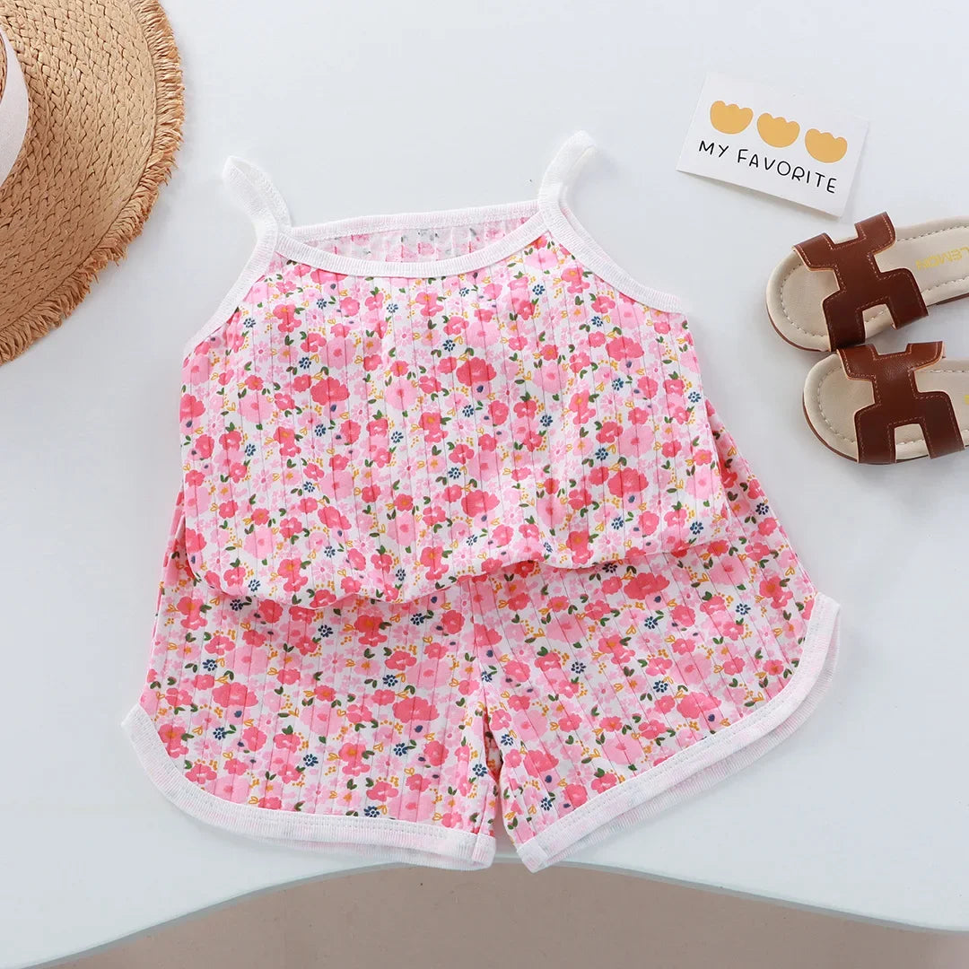 Completi in cotone con canotta e pantaloncini per neonata, set per il primo compleanno, abbigliamento estivo per neonata.