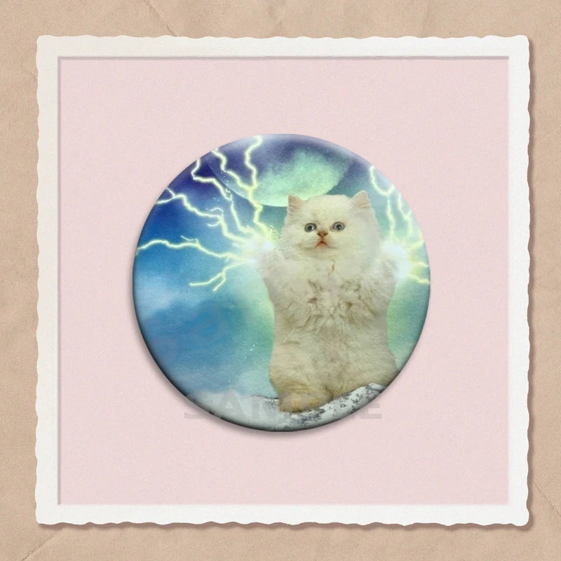 Simpatico e divertente arcobaleno gatto alieno spille con bottoni zaino abbigliamento decorazione spilla cartone animato fantascienza distintivo gioielli regali per bambini